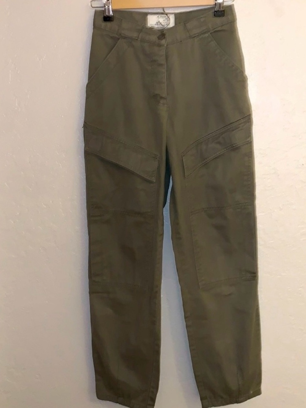 Vintage 70s Gap Clothing Co Green Utility Cargo Fatigue Cropped Pants XS 24